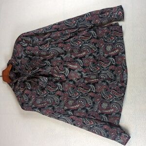 Pykettes Women's Vintage Paisley Pattern‎ Button Long Sleeve Blouse Size L